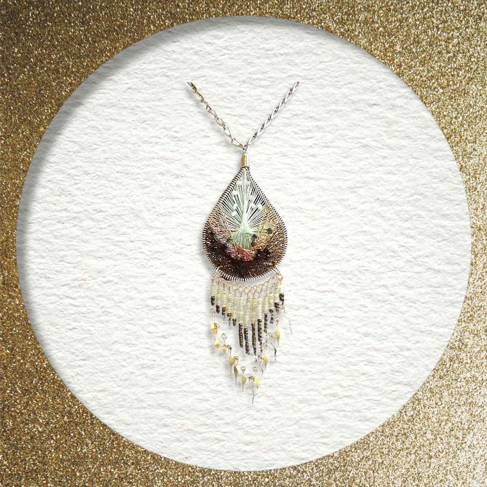 Handcrafted beaded native pattern necklace